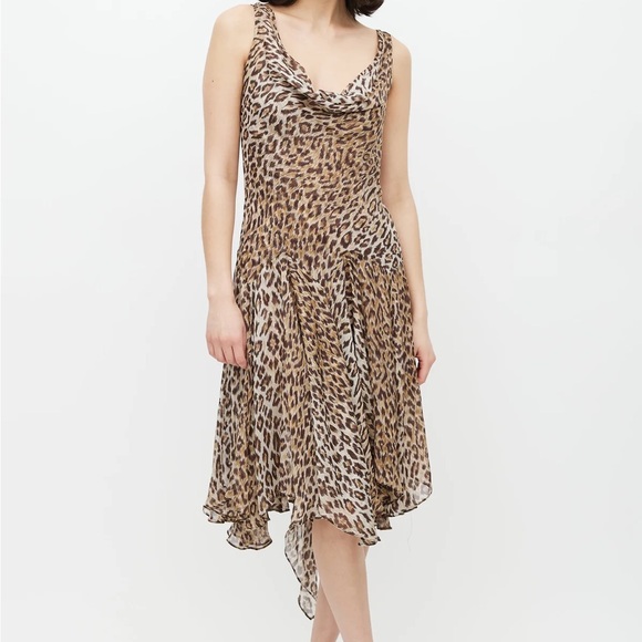 Dolce & Gabbana Brown Silk Printed Cowl Dress. - Picture 5 of 6